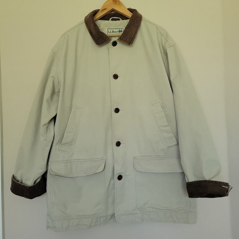 Vintage LL Bean Mens Chore Coat Sz XL Corduroy Collar Barn Coat Y2K Outdoor READ